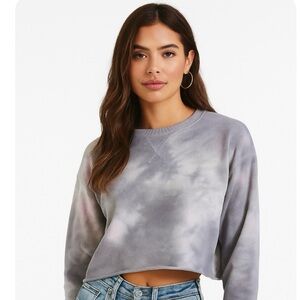 Colsie Pink Tie Dyed Cropped Lounge Sweatshirt Size Small